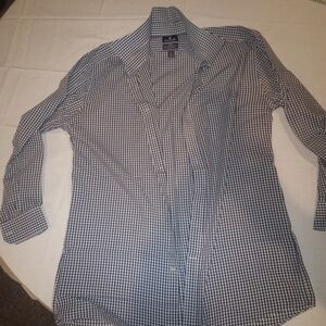 Stafford Men's Black and White Checkered Shirt